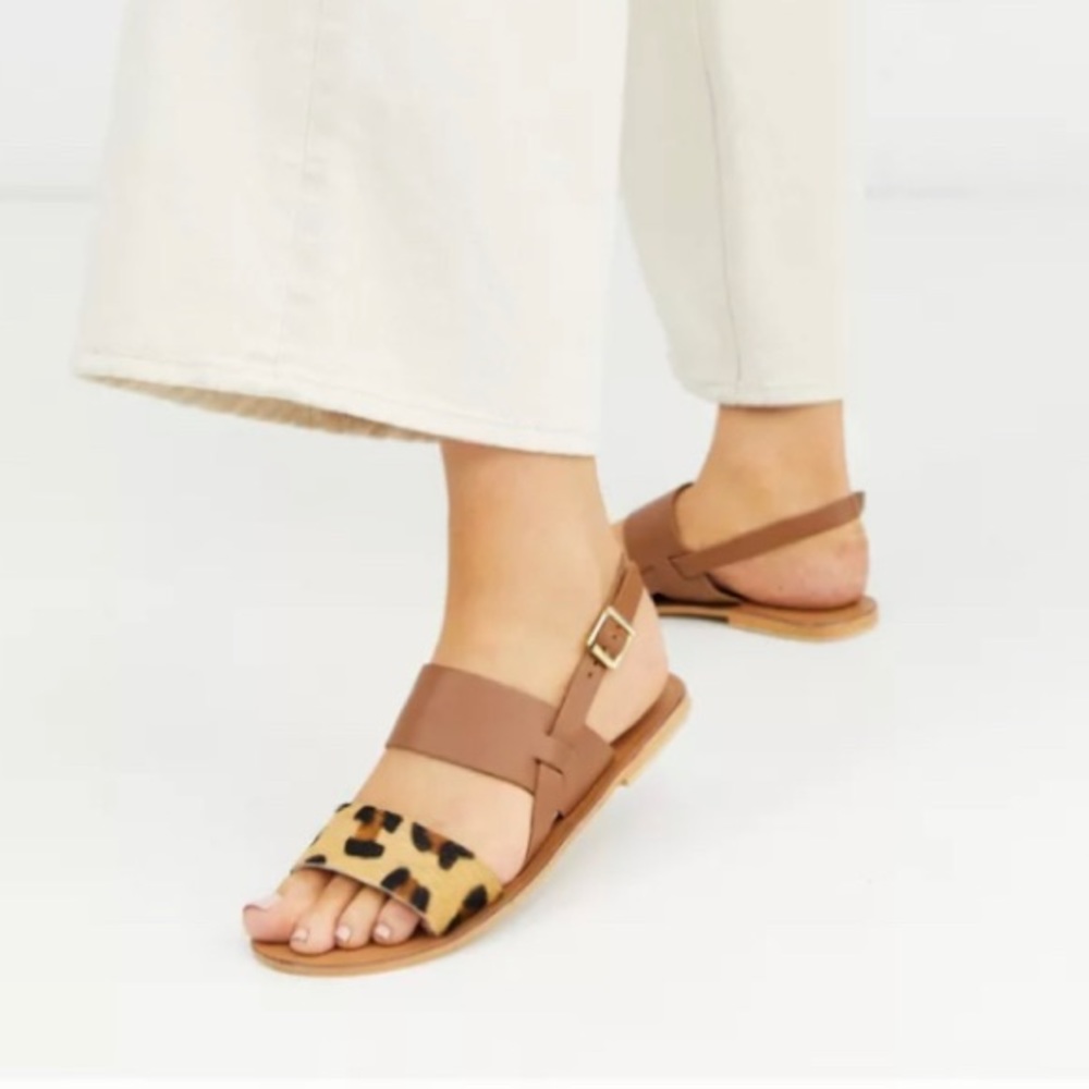 ASOS Design wide fit foxglove leather flat sandal